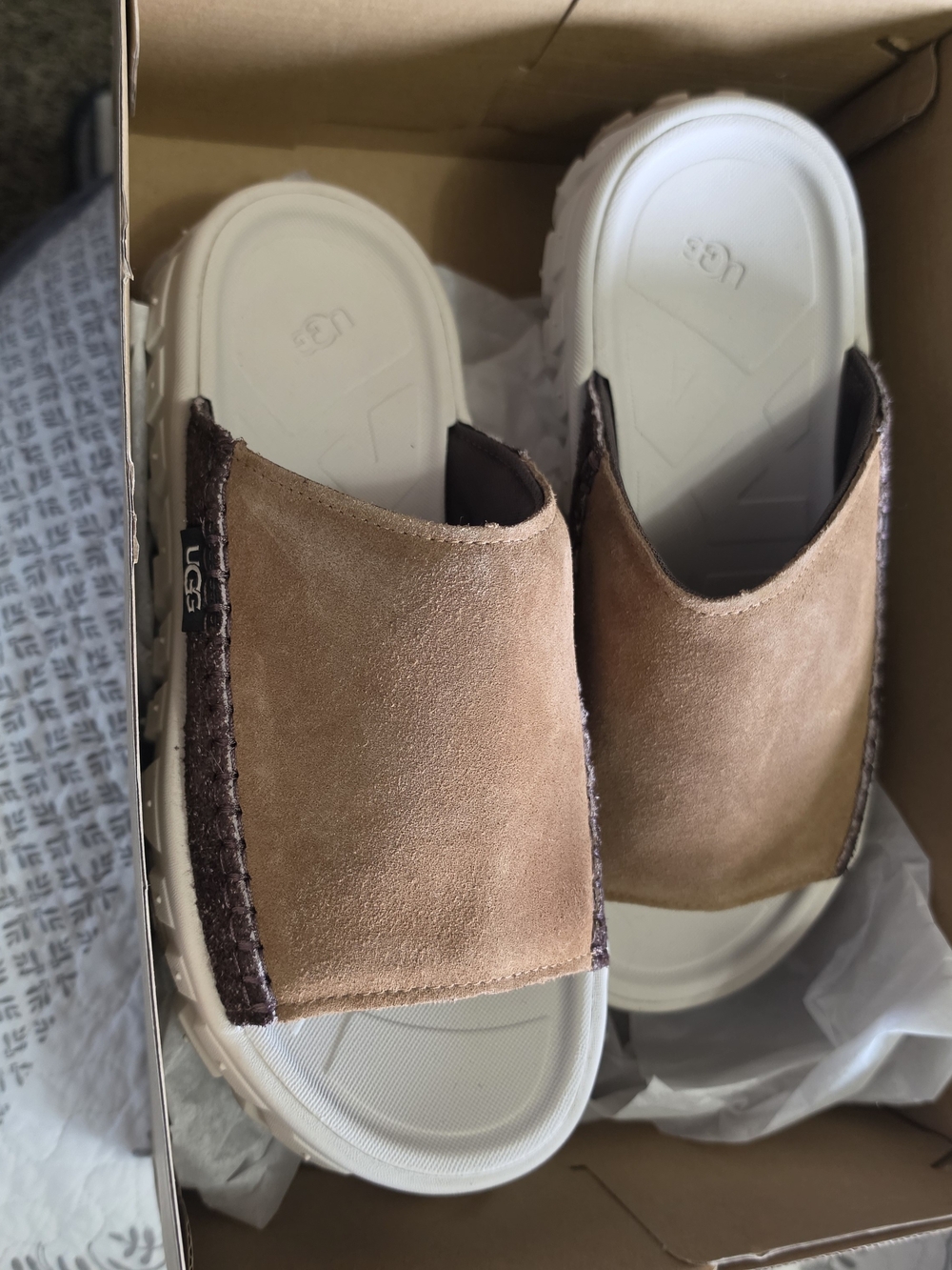 UGG Brown Suede Slide Sandals - Picture 3 of 4